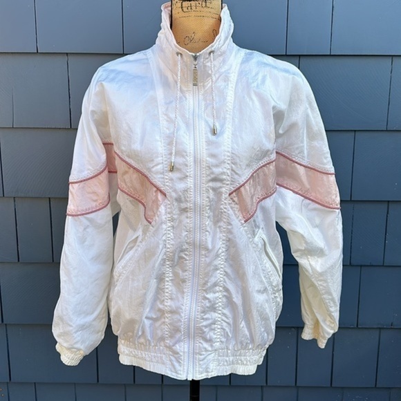Vintage Jackets & Blazers - 🩷🤍🩷Vintage 80s, Renee windbreaker jacket, white, and pink